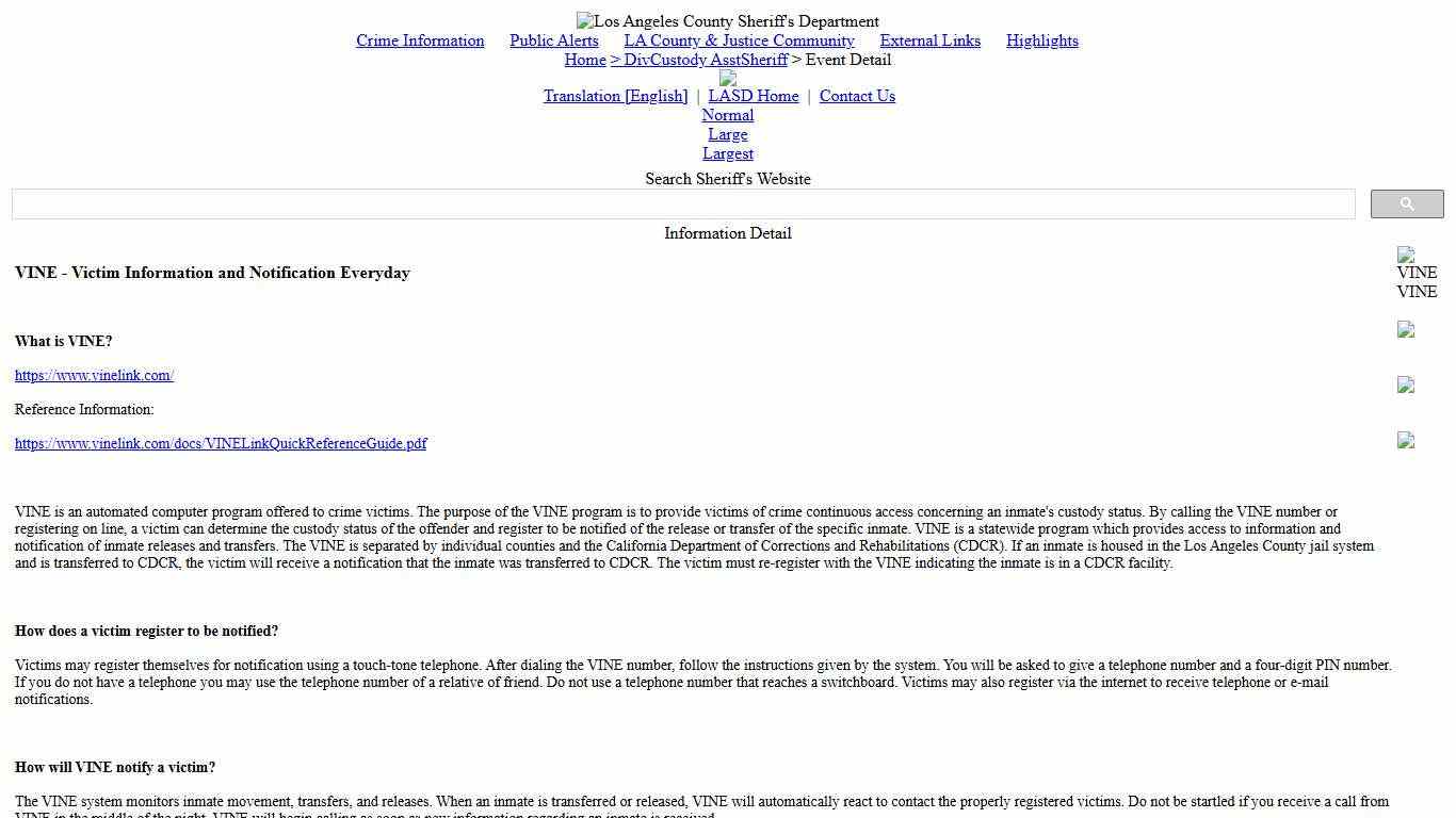 LASD.org - Information Detail